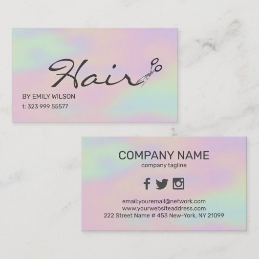 Farbiger Hintergrund und Schere Visitenkarte (Vorne/Hinten)