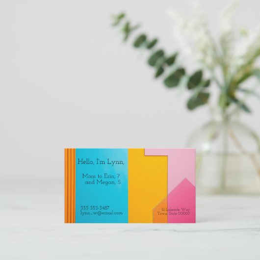 Farbiger Hintergrund von Rechtecken Visitenkarte (Stehend Vorderseite)