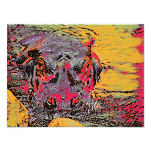 Farbiger Hippopotamus Fotodruck