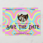 Farbiger Hipster Zwei Fotovorlagen Save the Date (Vorne/Hinten)