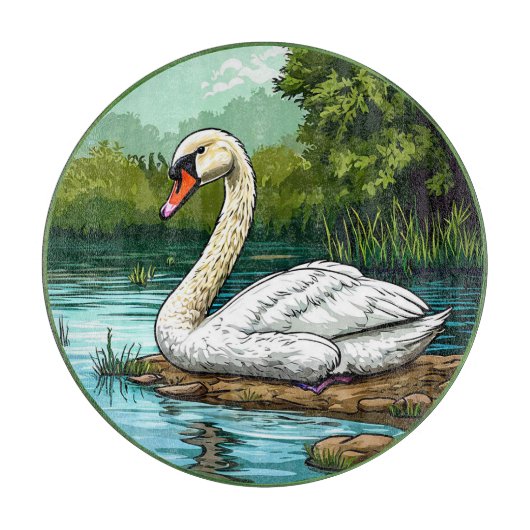 Farbiger Höckerschwan Vogel Schneidebrett (Vorderseite)