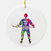 Farbiger Hockeyspieler Keramik Ornament (Hinten)