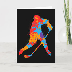 Farbiger Hockeyspieler Kinder Männer Jungen Eishoc Karte
