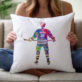Farbiger Hockeyspieler Kissen