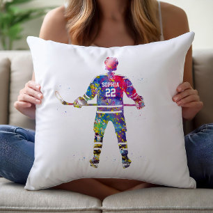 Farbiger Hockeyspieler Kissen