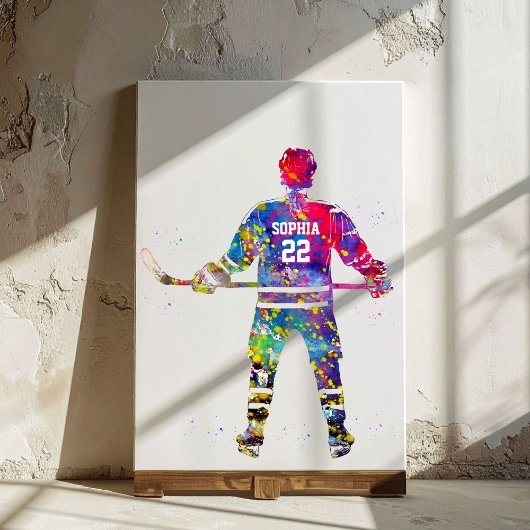 Farbiger Hockeyspieler Leinwanddruck