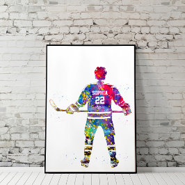 Farbiger Hockeyspieler Poster