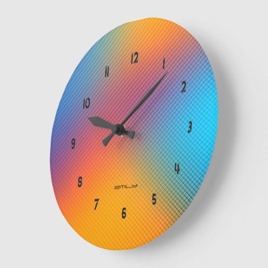 Farbiger holografischer Hintergrund Große Wanduhr (Winkel)