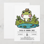 Farbiger Hübscher Frosch Digitaler Geburtstag Einladung (Vorne/Hinten)