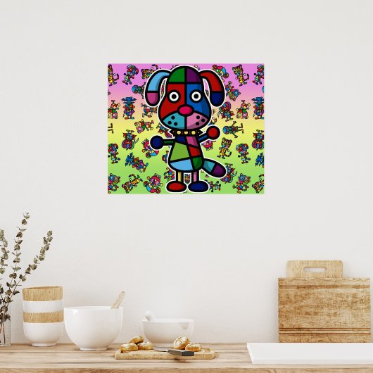 farbiger Hund2 Poster (Küche)