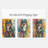 Farbiger Hund Abstract A4 Geschenkpapier Decoupage Set (Vorderseite 2)
