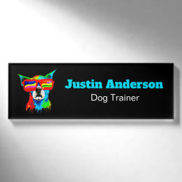 Farbiger Hund Benutzerdefinierter Hundetrainer Namenschild