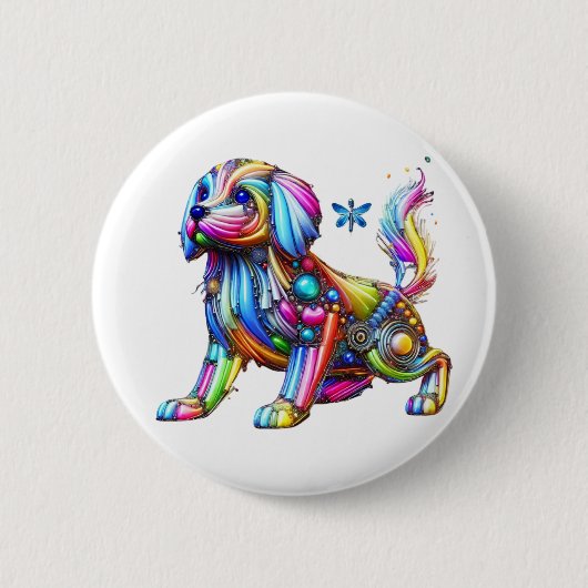 Farbiger Hund Button (Vorderseite)