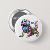 Farbiger Hund Button (Vorne & Hinten)