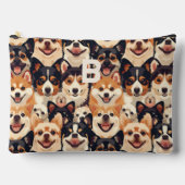 Farbiger Hund, monogramm Tiermuster Zubehörtasche (Vorderseite)