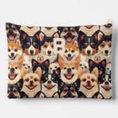 Farbiger Hund, monogramm Tiermuster Zubehörtasche (Rückseite)