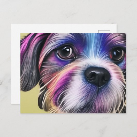 Farbiger Hund Postkarte (Vorne/Hinten)