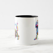 Farbiger Hund Zweifarbige Tasse (Mittel)