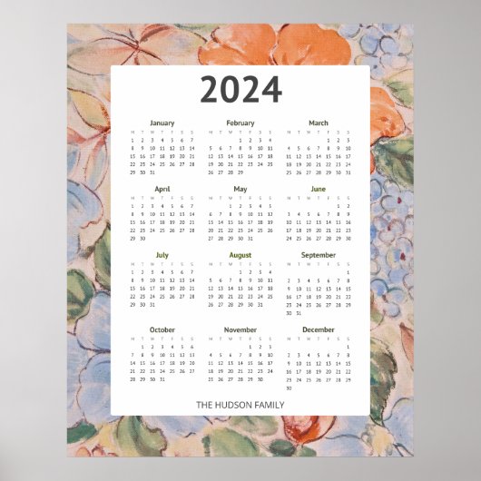 Farbiger Illustrationskalender 2024 Poster (Vorne)