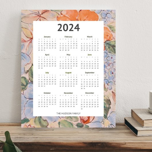 Farbiger Illustrationskalender 2024 Poster
