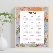 Farbiger Illustrationskalender 2024 Poster