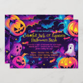 🎃 farbiger Jack-O’-Lantern Halloween-Bash Einladung (Vorne/Hinten)