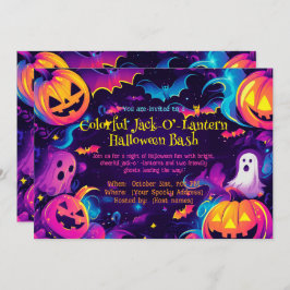 🎃 farbiger Jack-O’-Lantern Halloween-Bash Einladung