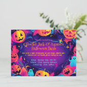 🎃 farbiger Jack-O’-Lantern Halloween-Bash Einladung (Stehend Vorderseite)