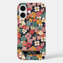 Farbiger japanischer Blumenprint mit Monogramm