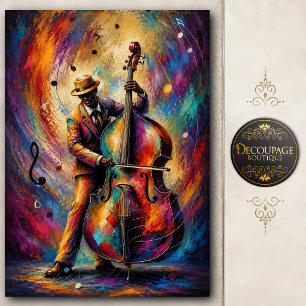 Farbiger Jazz-Bassist-Decoupage Seidenpapier