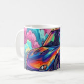 Farbiger JDM-Sportwagen driftet Neon-Reifenrauch V Kaffeetasse (Vorderseite Links)