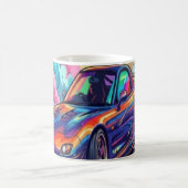 Farbiger JDM-Sportwagen driftet Neon-Reifenrauch V Kaffeetasse (Mittel)