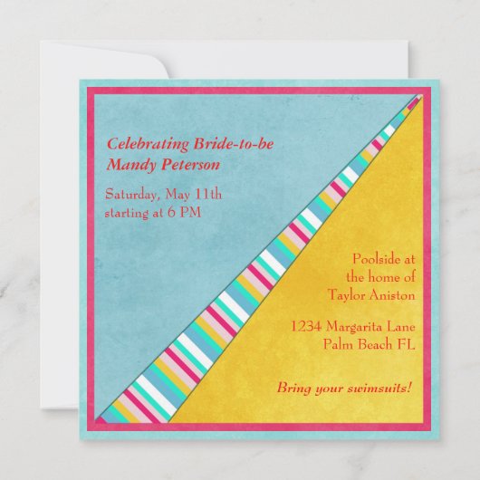 Farbiger Junggeselinnen-Abschied am Strand Einladung (Rückseite)