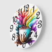 Farbiger Kaffee Große Wanduhr (Winkel)