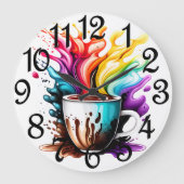 Farbiger Kaffee Große Wanduhr (Vorderseite)