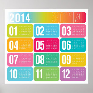 Farbiger Kalender 2014 Poster