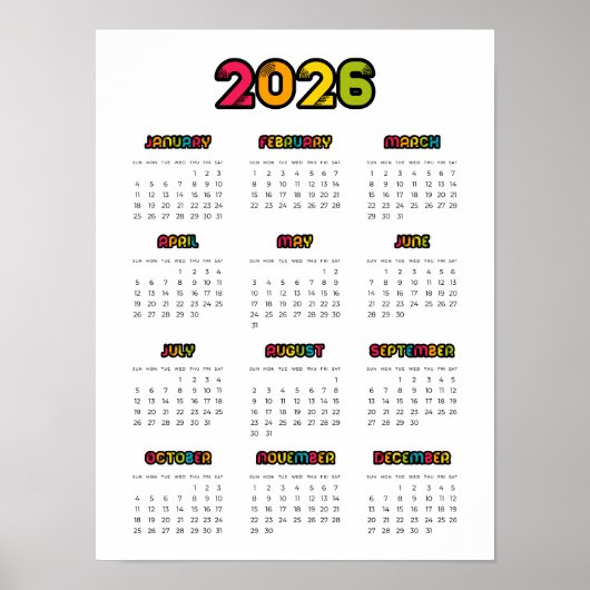 Farbiger Kalender 2023 Poster (Vorne)