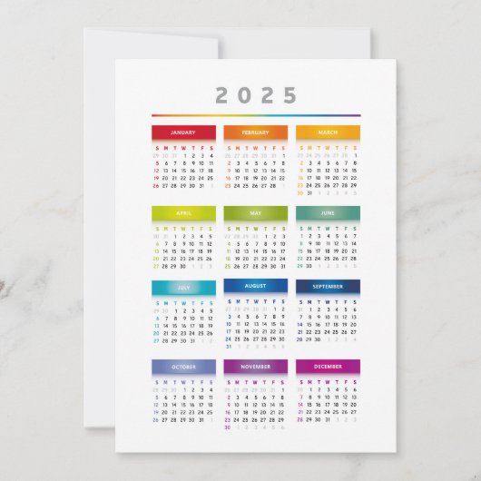 Farbiger Kalender 2025 - Rainbow Colors 3 Spalten Einladung (Vorderseite)