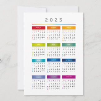 Farbiger Kalender 2025 - Rainbow Colors 3 Spalten Einladung