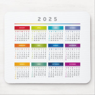 Farbiger Kalender 2025 - Rainbow Colors 3 Spalten Mousepad