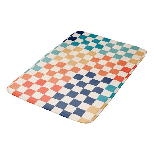 Farbiger Karo Prüfmuster Badematte (Schrägansicht)