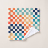 Farbiger Karo Prüfmuster Badhandtuch Set (Waschlappen)