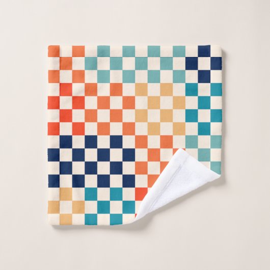 Farbiger Karo Prüfmuster Badhandtuch Set (Waschlappen)