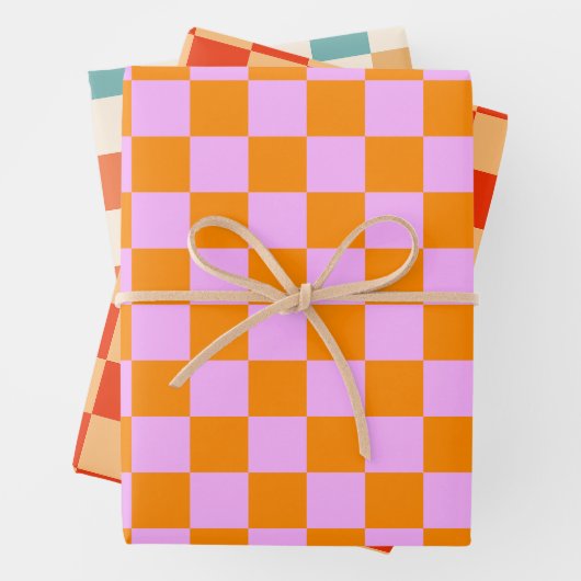 Farbiger Karo Prüfmuster Geschenkpapier Set (Beispiel)