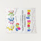 Farbiger Kids-Hai | Geburtstagspartei Wandteppich (Vorderseite (Horizontal))