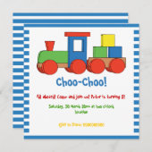 Farbiger Kindergeburtstag blau, weißer Rand Einladung (Vorne/Hinten)