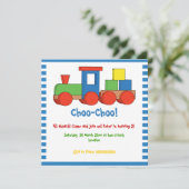 Farbiger Kindergeburtstag blau, weißer Rand Einladung (Stehend Vorderseite)