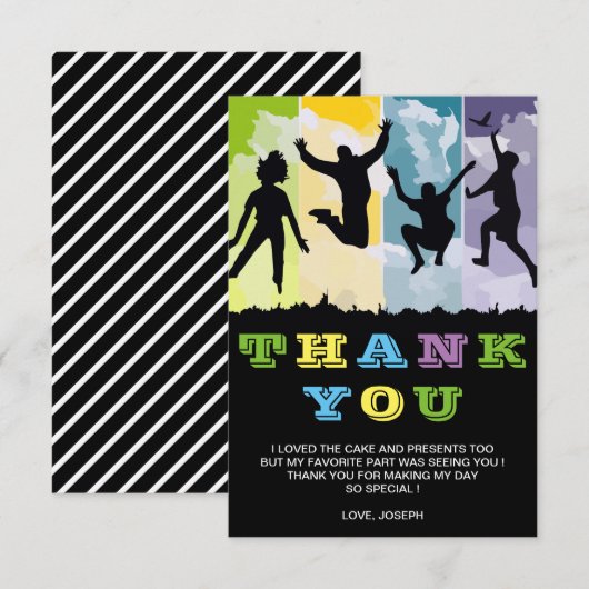 Farbiger Kindergeburtstag Dankeskarte (Vorne/Hinten)