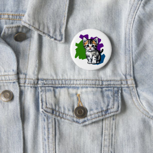 Farbiger Kitten-Tintentropf-Button Button
