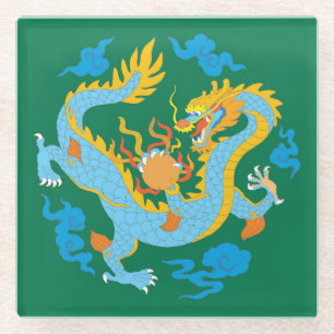 Farbiger klassischer chinesischer Drache Glasuntersetzer